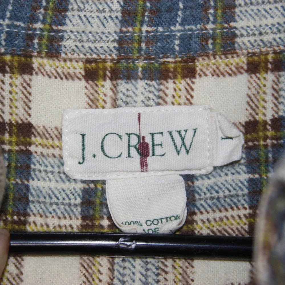 J Crew Oarsman Mens Plaid Long Sleeve Button Down Flannel Shirt Cotton‎ Size L